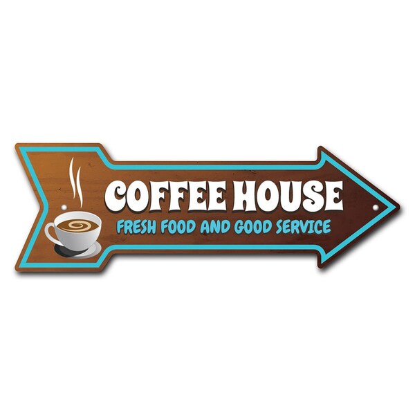 Coffee House Arrow Sign Funny Home Decor 36in Wide